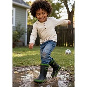 bogs unisex toddler boots snow rain Welles waterproof black green trim